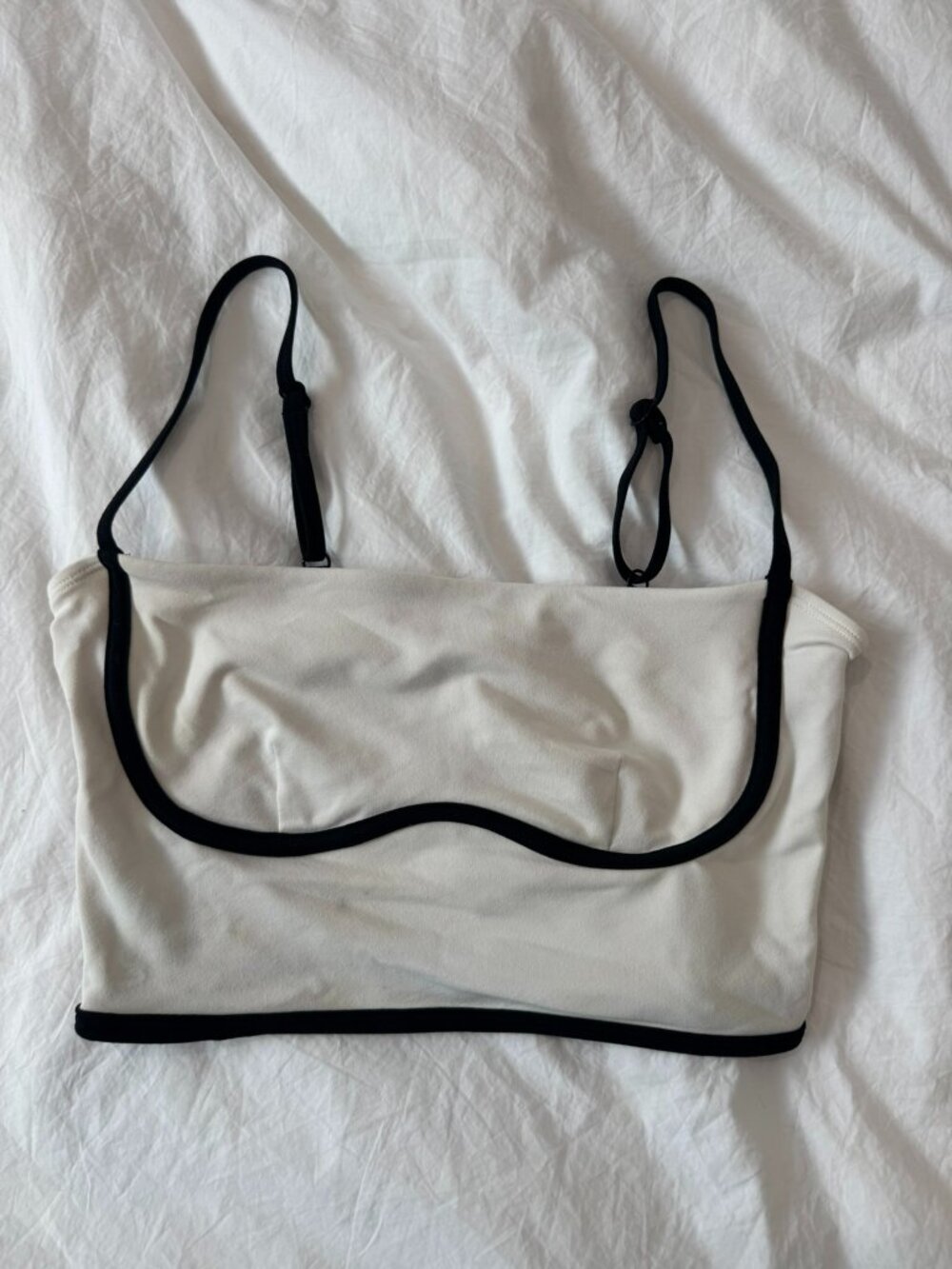 Alo Airbrush Streamlined Bra Tank - Ivory/Black